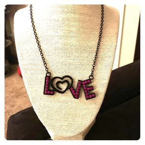 NWOT Rhinestone LOVE necklace
